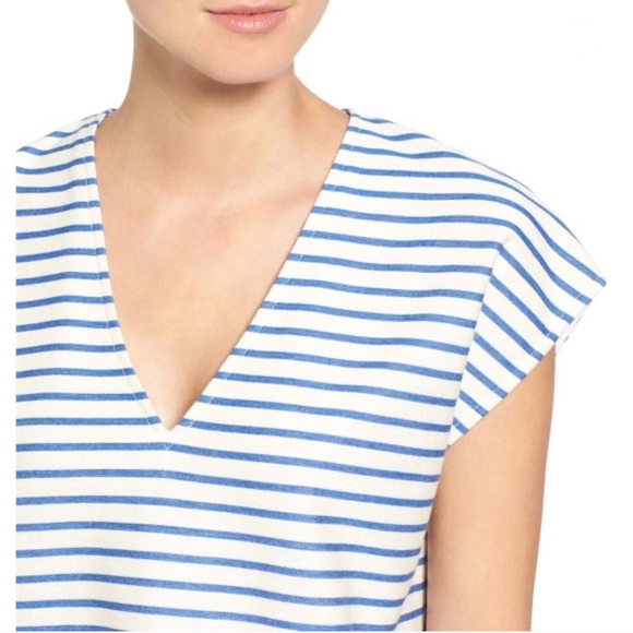 Madewell Vacances Striped Blue Shift Dress - Picture 2 of 8